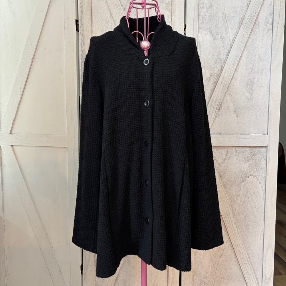 Eileen Fisher Waffle Knit Jacket Women’s Large Black New Without Tags Lagenlook